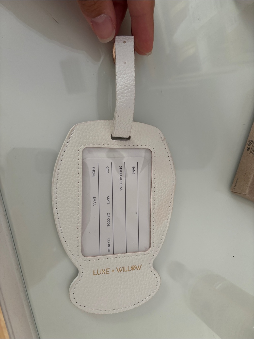 Luxe + Willow White Leather Luggage Tag